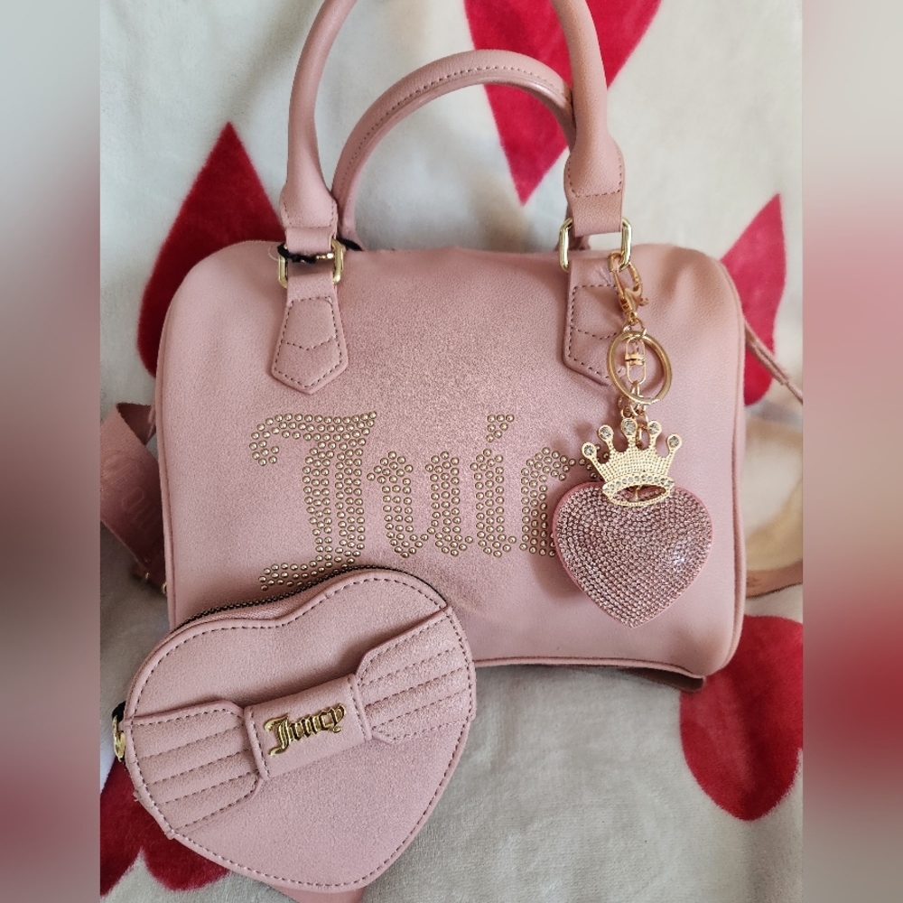 Juicy Couture Taffy Obsession Satchel and Heart-Shaped Bow Wallet